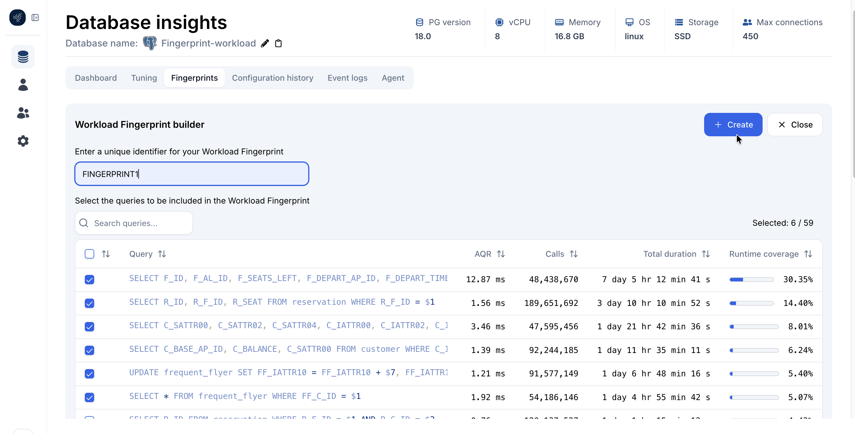 Fingerprint custom queries